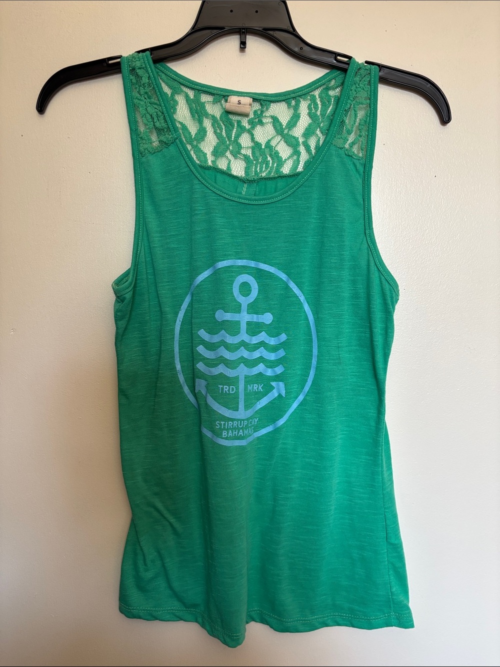 Lagaci Green Lace Open Back Anchor Tank